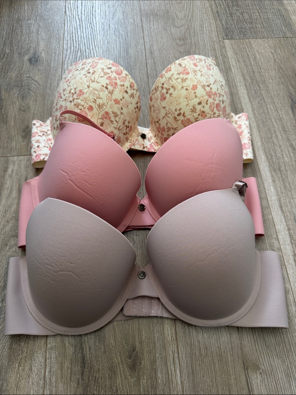 Lucky Brand Women’s Molded Cup 3 Bras- Pink & Cream Floral Options Size 38C